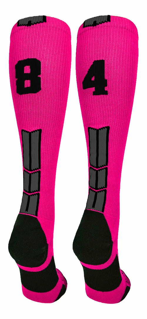 Best Sale ๐ MadSportsStuff โพ Baseball ๐งฆ Socks Neon Pink And Black Player ID Custom Number Over The Calf ๐งฆ Socks For ๐ฅ Softball โพ Baseball Football Boys And ๐ง Girls โจ 46 MadSportsStuff Baseball Socks Neon Pink And Black Player ID Custom Number Over The Calf Socks For Softball Baseball Football Boys And Girls