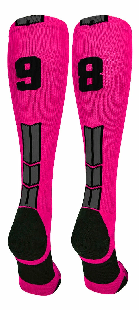 Discount ๐ฅ MadSportsStuff Neon Pink And Black Player ID Custom Number Over The Calf ๐งฆ Socks For ๐ฅ Softball โพ Baseball Football Boys And ๐ง Girls โพ Baseball ๐งฆ Socks ๐ 93 MadSportsStuff Neon Pink And Black Player ID Custom Number Over The Calf Socks For Softball Baseball Football Boys And Girls Baseball Socks