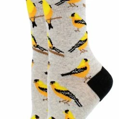 WHD Crazy Socks - Crew Goldfinch Socks For Women Gift For Bird Lovers