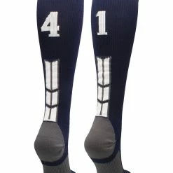 MadSportsStuff Navy Player ID Custom Number Over The Calf Socks For Softball Baseball Football Boys And Girls Softball Socks