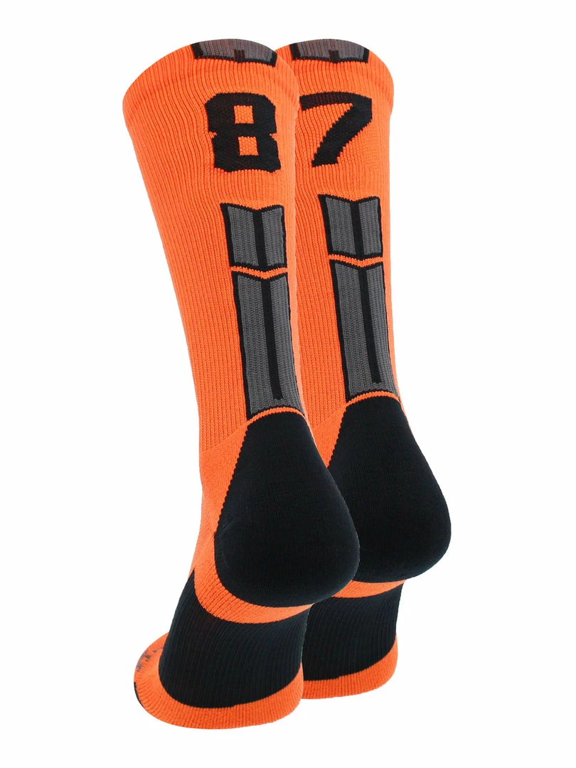 Brand new 😀 MadSportsStuff Orange And Black Player ID Custom Number Crew 🧦 Socks For 🏀 Basketball Lacrosse Volleyball Boys And 👧 Girls 🤩 42 MadSportsStuff Orange And Black Player ID Custom Number Crew Socks For Basketball Lacrosse Volleyball Boys And Girls