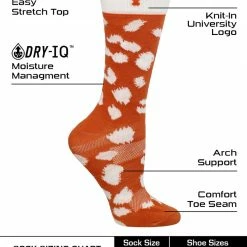 TCK Texas Longhorns Socks Womens Savage Crew Socks All Schools