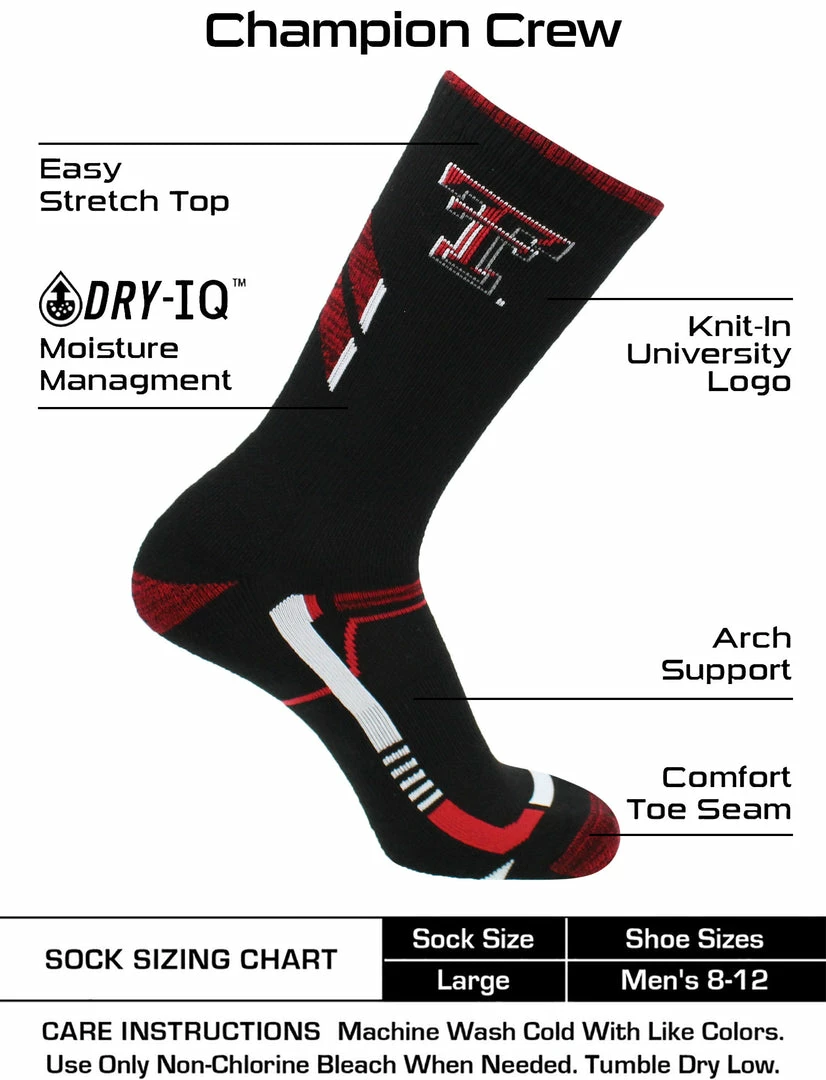 Buy ๐ TCK Texas Tech Red Raiders ๐งฆ Socks Texas Tech University Red Raiders Champion Crew ๐งฆ Socks โค๏ธ 3 TCK Texas Tech Red Raiders Socks Texas Tech University Red Raiders Champion Crew Socks