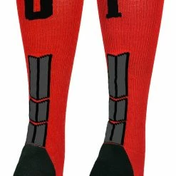 New ๐ MadSportsStuff Red And Black Player ID Custom Number Over The Calf ๐งฆ Socks For ๐ฅ Softball โพ Baseball Football Boys And ๐ง Girls โพ Baseball ๐งฆ Socks ๐ 183 MadSportsStuff Red And Black Player ID Custom Number Over The Calf Socks For Softball Baseball Football Boys And Girls Baseball Socks