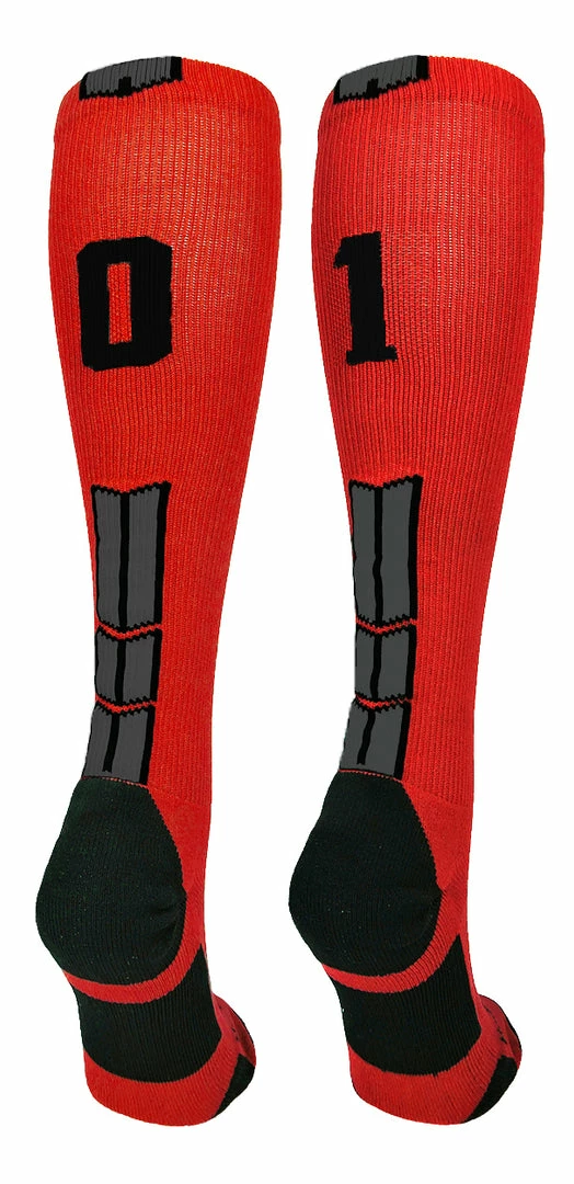 New ๐ MadSportsStuff Red And Black Player ID Custom Number Over The Calf ๐งฆ Socks For ๐ฅ Softball โพ Baseball Football Boys And ๐ง Girls โพ Baseball ๐งฆ Socks ๐ 78 MadSportsStuff Red And Black Player ID Custom Number Over The Calf Socks For Softball Baseball Football Boys And Girls Baseball Socks