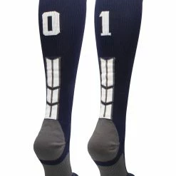 MadSportsStuff Navy Player ID Custom Number Over The Calf Socks For Softball Baseball Football Boys And Girls Softball Socks