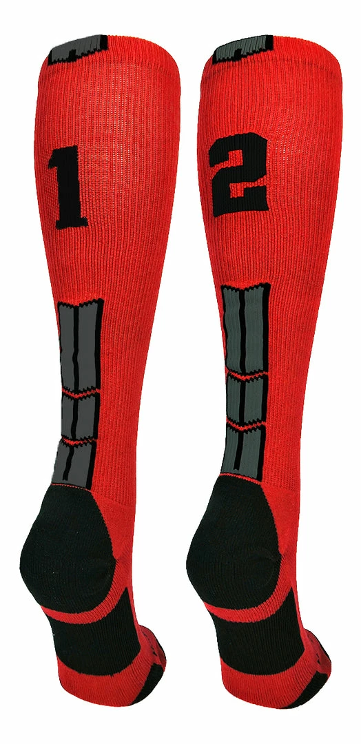 New ๐ MadSportsStuff Red And Black Player ID Custom Number Over The Calf ๐งฆ Socks For ๐ฅ Softball โพ Baseball Football Boys And ๐ง Girls โพ Baseball ๐งฆ Socks ๐ 67 MadSportsStuff Red And Black Player ID Custom Number Over The Calf Socks For Softball Baseball Football Boys And Girls Baseball Socks