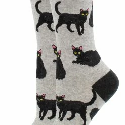 WHD Black Cat Socks For Women Gift For Animal Lovers Crazy Socks - Crew