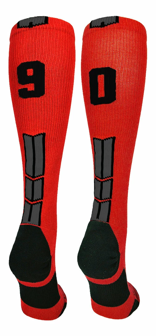 New ๐ MadSportsStuff Red And Black Player ID Custom Number Over The Calf ๐งฆ Socks For ๐ฅ Softball โพ Baseball Football Boys And ๐ง Girls โพ Baseball ๐งฆ Socks ๐ 40 MadSportsStuff Red And Black Player ID Custom Number Over The Calf Socks For Softball Baseball Football Boys And Girls Baseball Socks