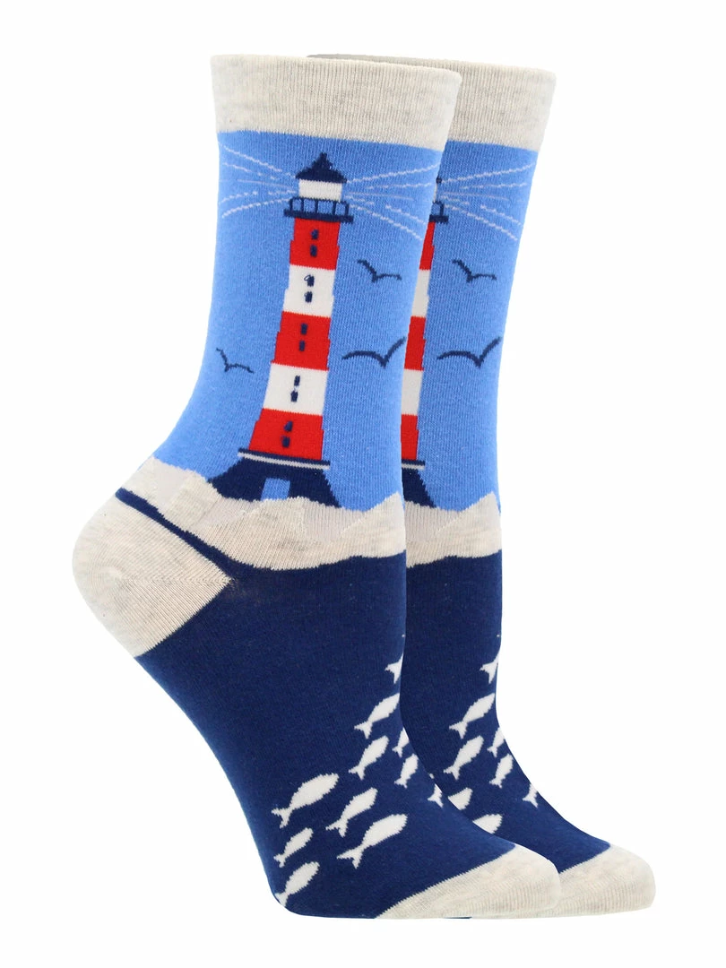 Coupon โญ WHD Crazy ๐งฆ Socks - Crew Lighthouse ๐งฆ Socks For ๐ฉ Women For Ocean Lovers ๐ฅ 4 WHD Crazy Socks - Crew Lighthouse Socks For Women For Ocean Lovers