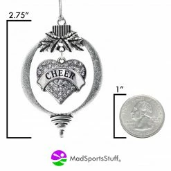 MadSportsStuff Cheerleading Christmas Ornament With Crystal Cheer Heart Charm For Cheerleader
