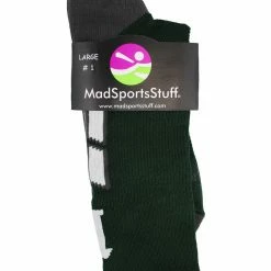 MadSportsStuff Dark Green Player ID Custom Number Crew Socks For Basketball Lacrosse Volleyball Boys And Girls Volleyball Socks