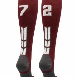 MadSportsStuff Maroon Player ID Custom Number Over The Calf Socks For Softball Baseball Football Boys And Girls Softball Socks
