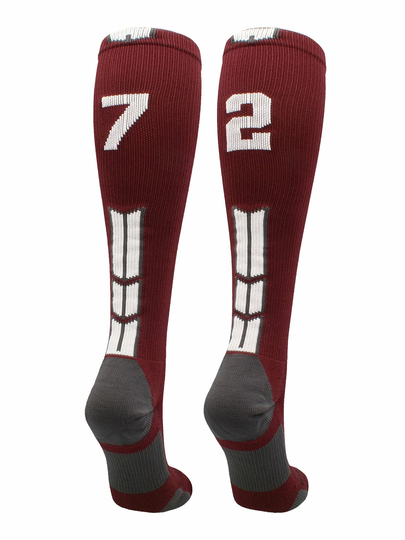 Best Sale ๐ MadSportsStuff ๐ฅ Softball ๐งฆ Socks Maroon Player ID Custom Number Over The Calf ๐งฆ Socks For ๐ฅ Softball โพ Baseball Football Boys And ๐ง Girls ๐คฉ 7 MadSportsStuff Softball Socks Maroon Player ID Custom Number Over The Calf Socks For Softball Baseball Football Boys And Girls