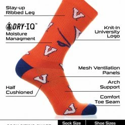 Wholesale ๐ TCK Virginia Cavaliers ๐งฆ Socks Crew Length Sock Mayhem All Schools ๐ฅ 6 TCK Virginia Cavaliers Socks Crew Length Sock Mayhem All Schools