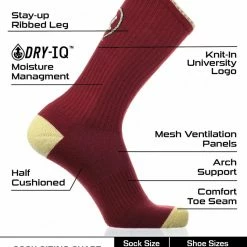 TCK Florida State Seminoles Socks Campus Legend Crew Length All Schools