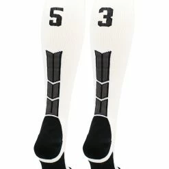 MadSportsStuff White Player ID Custom Number Over The Calf Socks For Softball Baseball Football Boys And Girls