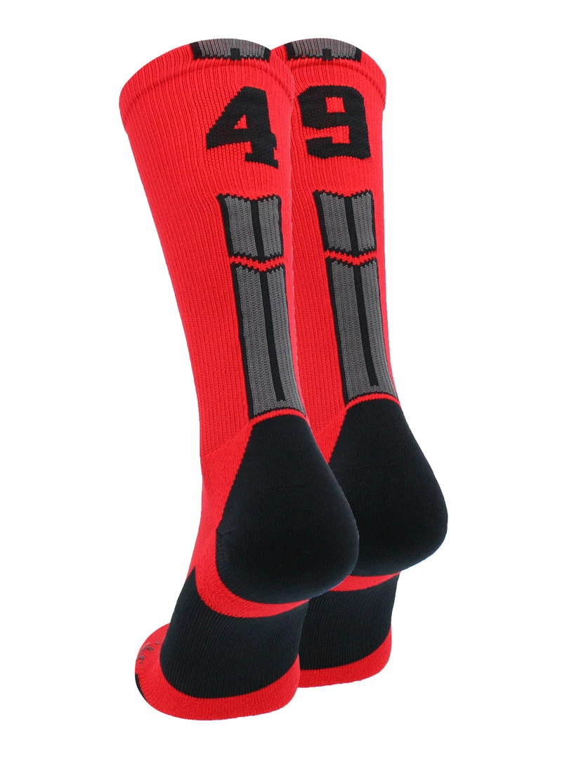 Promo ๐ MadSportsStuff Red And Black Player ID Custom Number Crew ๐งฆ Socks For ๐ Basketball Lacrosse Volleyball Boys And ๐ง Girls Volleyball ๐งฆ Socks โจ 55 MadSportsStuff Red And Black Player ID Custom Number Crew Socks For Basketball Lacrosse Volleyball Boys And Girls Volleyball Socks
