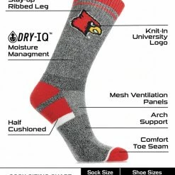 Buy ๐ฏ TCK All Schools Louisville Cardinals ๐งฆ Socks Victory Parade Crew Length ๐ 6 TCK All Schools Louisville Cardinals Socks Victory Parade Crew Length