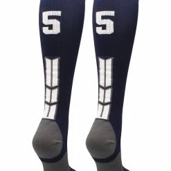 MadSportsStuff Navy Player ID Custom Number Over The Calf Socks For Softball Baseball Football Boys And Girls Softball Socks