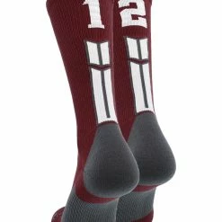 MadSportsStuff Maroon Player ID Custom Number Crew Socks For Basketball Lacrosse Volleyball Boys And Girls Volleyball Socks