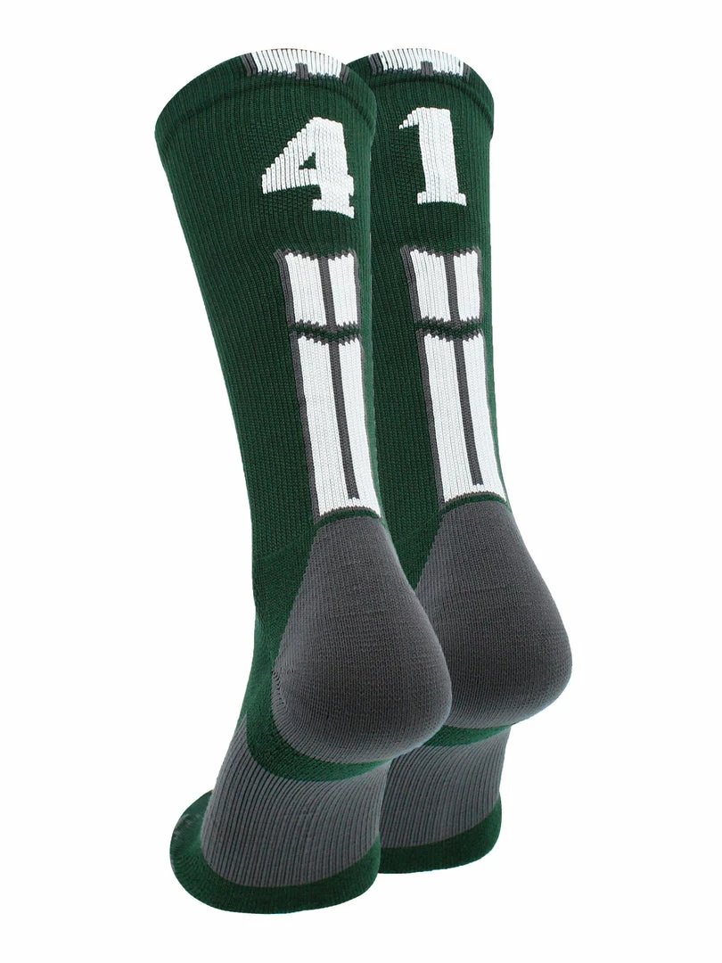 Buy โ๏ธ MadSportsStuff Dark Green Player ID Custom Number Crew ๐งฆ Socks For ๐ Basketball Lacrosse Volleyball Boys And ๐ง Girls ๐ 88 MadSportsStuff Dark Green Player ID Custom Number Crew Socks For Basketball Lacrosse Volleyball Boys And Girls