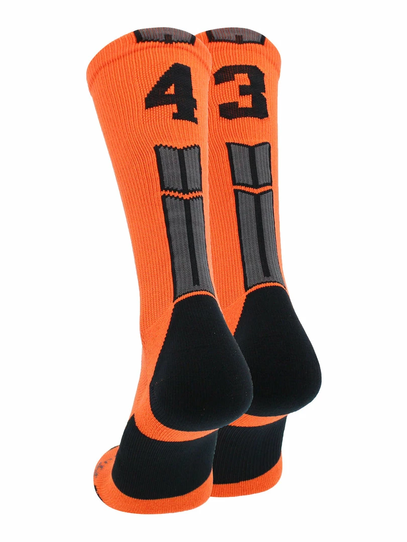 Brand new 😀 MadSportsStuff Orange And Black Player ID Custom Number Crew 🧦 Socks For 🏀 Basketball Lacrosse Volleyball Boys And 👧 Girls 🤩 86 MadSportsStuff Orange And Black Player ID Custom Number Crew Socks For Basketball Lacrosse Volleyball Boys And Girls