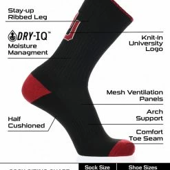 TCK OU Oklahoma Sooners Socks Campus Legend Crew Length All Schools