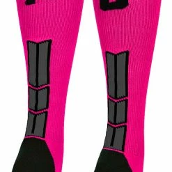 MadSportsStuff Baseball Socks Neon Pink And Black Player ID Custom Number Over The Calf Socks For Softball Baseball Football Boys And Girls