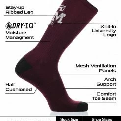 TCK Texas A&M Aggies Socks Campus Legend Crew Length All Schools