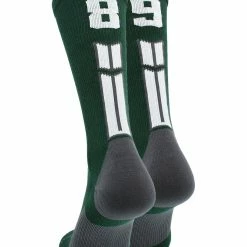 MadSportsStuff Dark Green Player ID Custom Number Crew Socks For Basketball Lacrosse Volleyball Boys And Girls Volleyball Socks