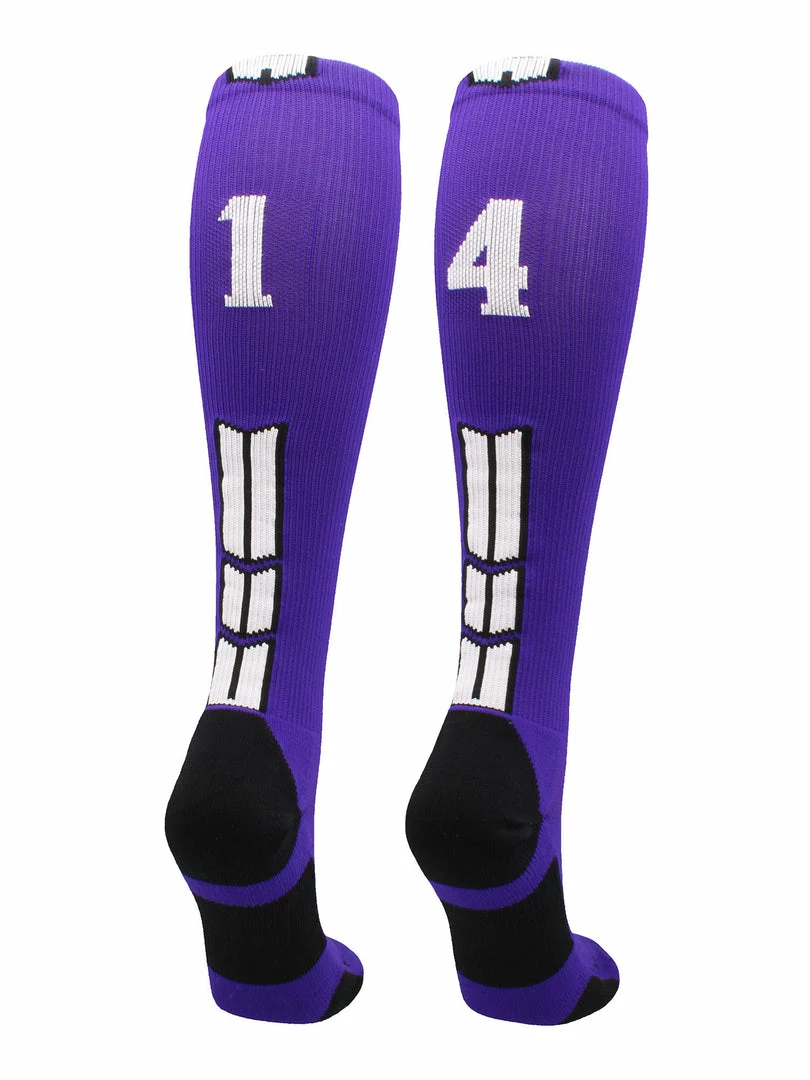Discount ๐ MadSportsStuff Purple Player ID Custom Number Over The Calf ๐งฆ Socks For ๐ฅ Softball โพ Baseball Football Boys And ๐ง Girls ๐ฅ Softball ๐งฆ Socks ๐ 65 MadSportsStuff Purple Player ID Custom Number Over The Calf Socks For Softball Baseball Football Boys And Girls Softball Socks