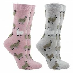 WHD Llama Socks For Women With Fuzzy Llamas - Llama Lovers Gift - 2-Pack