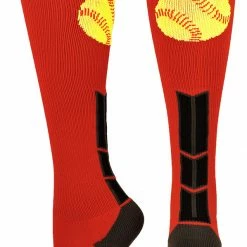 MadSportsStuff Softball Socks With Softball Logo For Girls Or Women - Athletic Over The Calf Socks