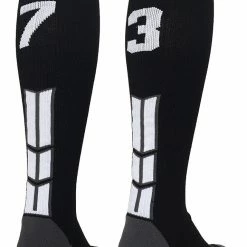 MadSportsStuff Black Player ID Custom Number Over The Calf Socks For Softball Baseball Football Boys And Girls