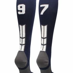 MadSportsStuff Navy Player ID Custom Number Over The Calf Socks For Softball Baseball Football Boys And Girls Softball Socks