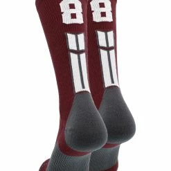 MadSportsStuff Maroon Player ID Custom Number Crew Socks For Basketball Lacrosse Volleyball Boys And Girls Volleyball Socks