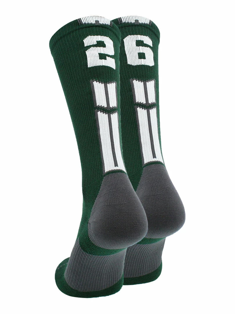 Buy โ๏ธ MadSportsStuff Dark Green Player ID Custom Number Crew ๐งฆ Socks For ๐ Basketball Lacrosse Volleyball Boys And ๐ง Girls ๐ 103 MadSportsStuff Dark Green Player ID Custom Number Crew Socks For Basketball Lacrosse Volleyball Boys And Girls