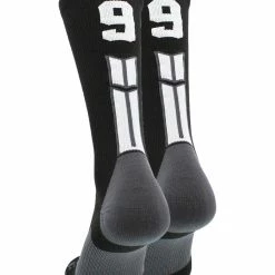 MadSportsStuff Black Player ID Custom Number Crew Socks For Basketball Lacrosse Volleyball Boys And Girls Volleyball Socks