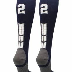 MadSportsStuff Navy Player ID Custom Number Over The Calf Socks For Softball Baseball Football Boys And Girls Softball Socks