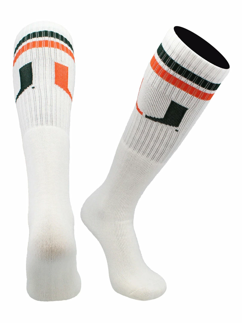 Best Sale ๐ฅ TCK Miami Hurricanes ๐งฆ Socks Throwback Tube ๐งฆ Socks ๐ 6 TCK Miami Hurricanes Socks Throwback Tube Socks