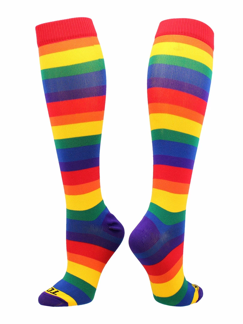 New โญ TCK Krazisox Rainbow Stripes Over The Calf ๐งฆ Socks ๐ 1 TCK Krazisox Rainbow Stripes Over The Calf Socks
