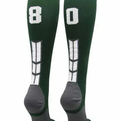 Hot Sale โ๏ธ MadSportsStuff Dark Green Player ID Custom Number Over The Calf ๐งฆ Socks For ๐ฅ Softball โพ Baseball Football Boys And ๐ง Girls ๐ 155 MadSportsStuff Dark Green Player ID Custom Number Over The Calf Socks For Softball Baseball Football Boys And Girls