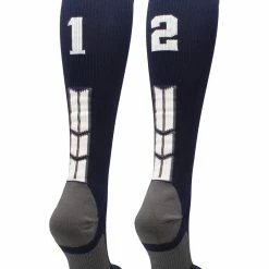 MadSportsStuff Navy Player ID Custom Number Over The Calf Socks For Softball Baseball Football Boys And Girls Softball Socks