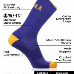 Discount โ TCK LSU Tigers ๐งฆ Socks Campus Legend Crew Length ๐ 6 TCK LSU Tigers Socks Campus Legend Crew Length