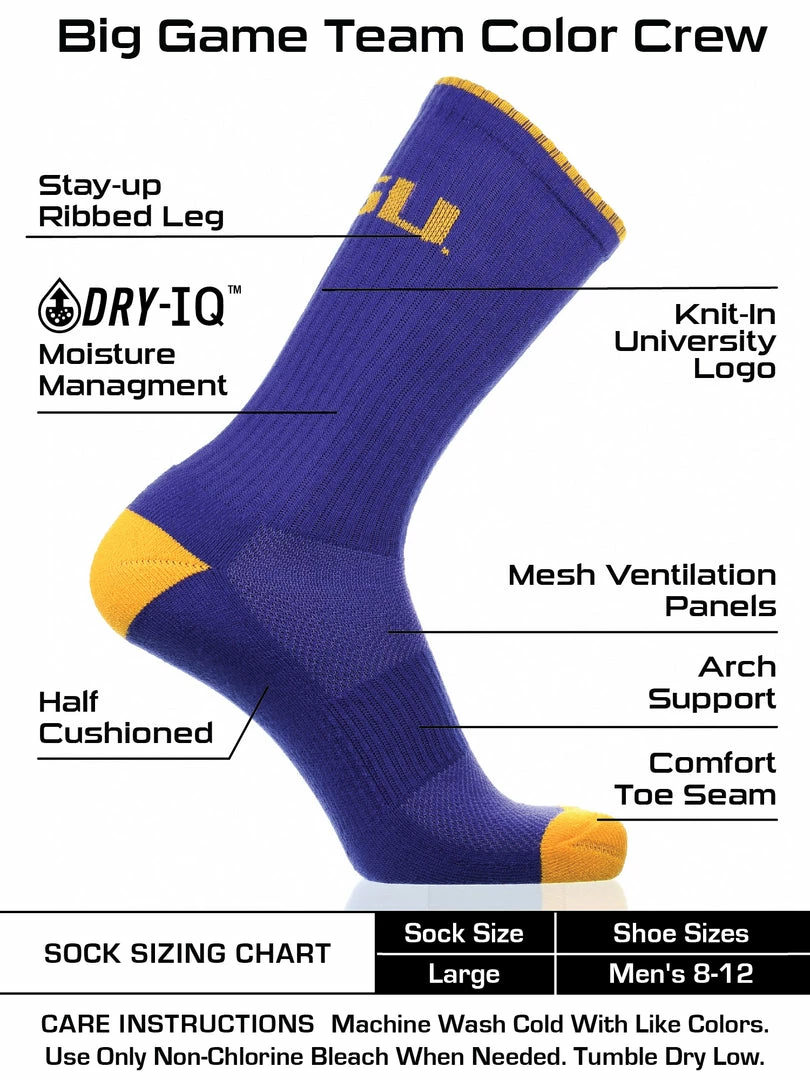 Discount โ TCK LSU Tigers ๐งฆ Socks Campus Legend Crew Length ๐ 3 TCK LSU Tigers Socks Campus Legend Crew Length