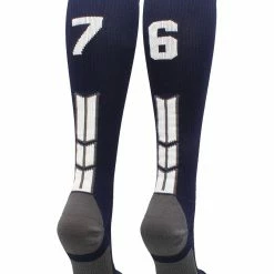 MadSportsStuff Navy Player ID Custom Number Over The Calf Socks For Softball Baseball Football Boys And Girls Softball Socks