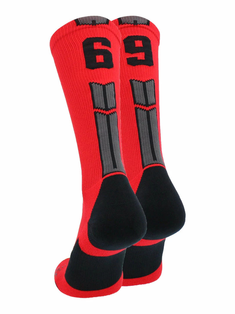 Promo ๐ MadSportsStuff Red And Black Player ID Custom Number Crew ๐งฆ Socks For ๐ Basketball Lacrosse Volleyball Boys And ๐ง Girls Volleyball ๐งฆ Socks โจ 10 MadSportsStuff Red And Black Player ID Custom Number Crew Socks For Basketball Lacrosse Volleyball Boys And Girls Volleyball Socks
