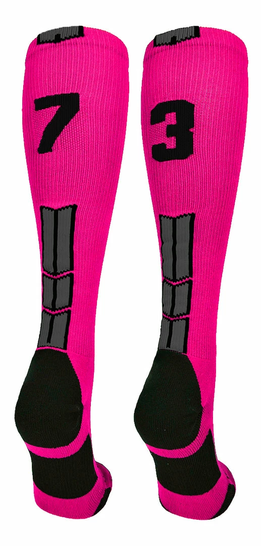 Best Sale ๐ MadSportsStuff โพ Baseball ๐งฆ Socks Neon Pink And Black Player ID Custom Number Over The Calf ๐งฆ Socks For ๐ฅ Softball โพ Baseball Football Boys And ๐ง Girls โจ 29 MadSportsStuff Baseball Socks Neon Pink And Black Player ID Custom Number Over The Calf Socks For Softball Baseball Football Boys And Girls