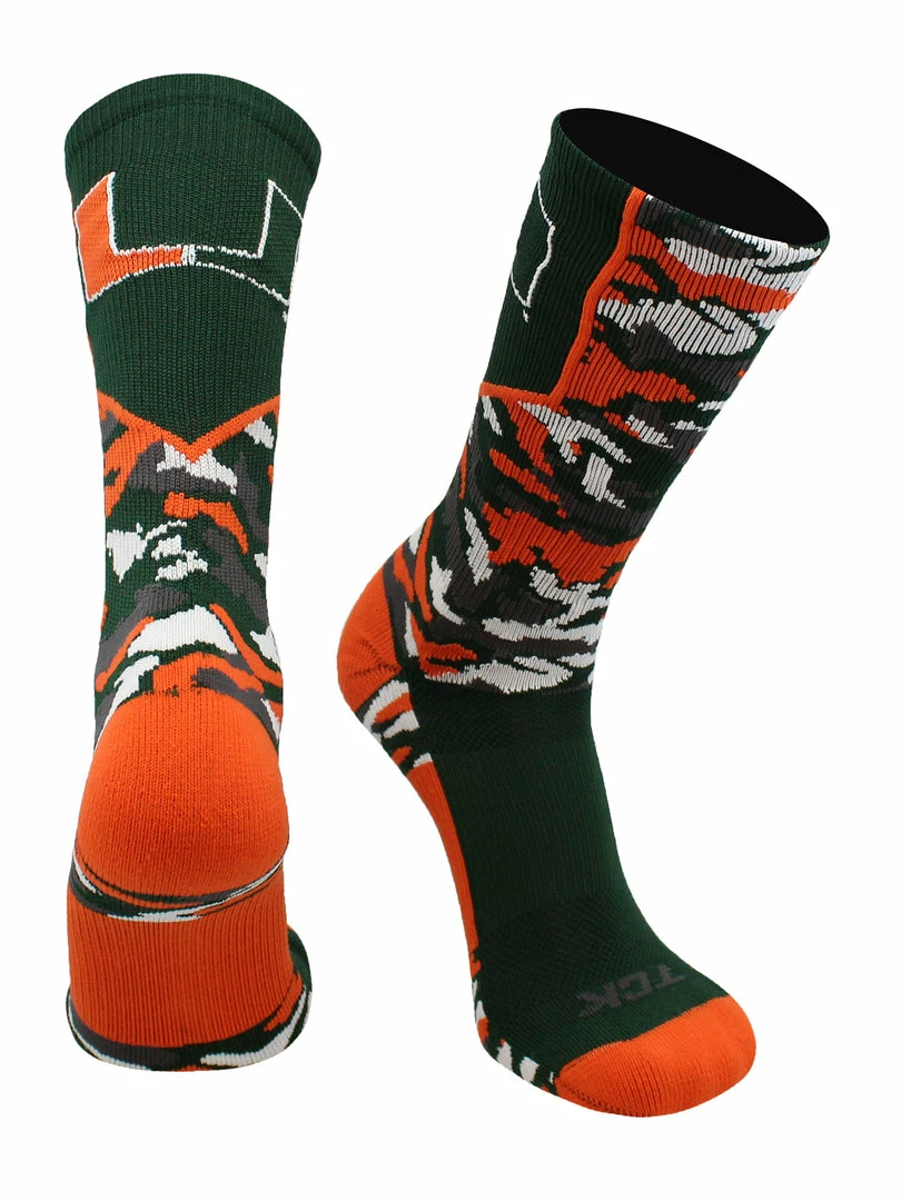 Cheapest ๐ TCK Miami Hurricanes ๐งฆ Socks Woodland Camo Crew All Schools ๐ 1 TCK Miami Hurricanes Socks Woodland Camo Crew All Schools